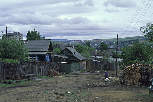 俄罗斯,西伯利亚,靠近,乡村