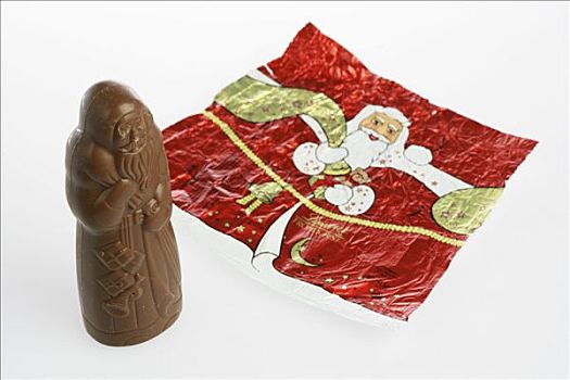 包装材料,旁侧,巧克力,圣诞老人
