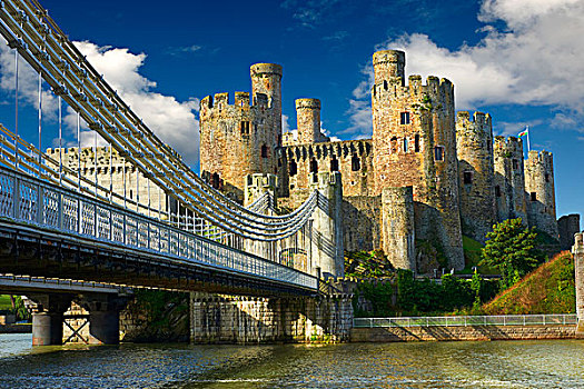 中世纪,康威城堡,城堡,建造,世界遗产,威尔士,英国,欧洲
