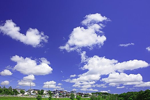 宽,蓝天,住宅区