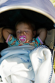 婴儿,睡觉,婴儿车