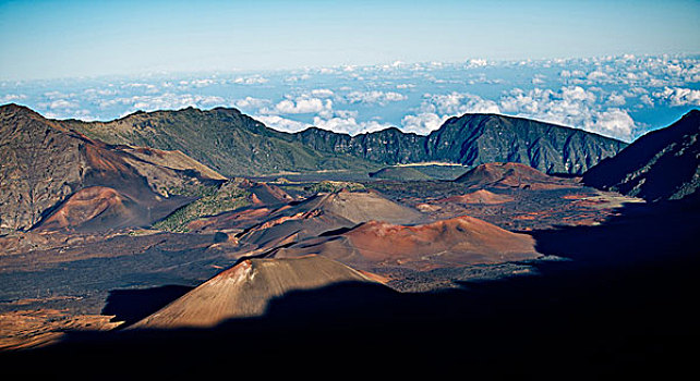 全景,火山地貌,哈莱亚卡拉国家公园,毛伊岛,夏威夷