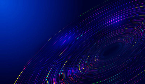 彩色线条组成发光宇宙漩涡,网络科技抽象背景