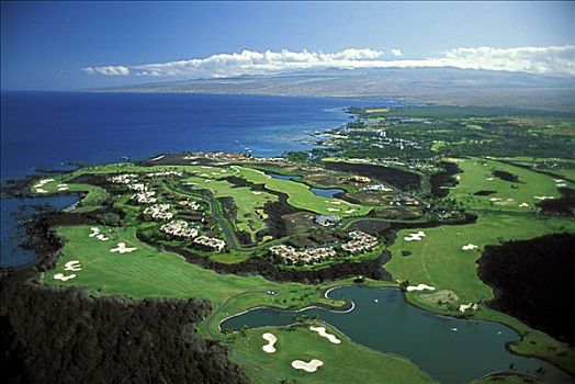 夏威夷,俯视,毛纳拉尼,胜地,高尔夫球场