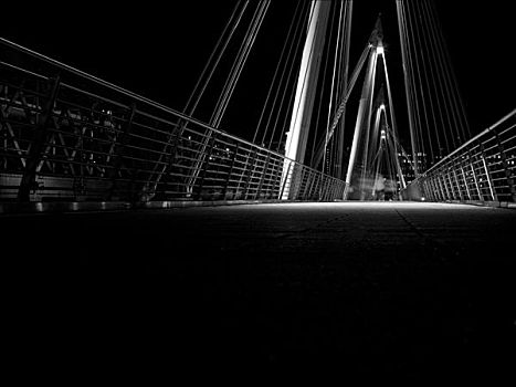黑白,特写,桥,夜晚