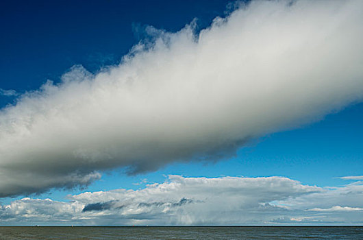云,堤岸,上方,海洋