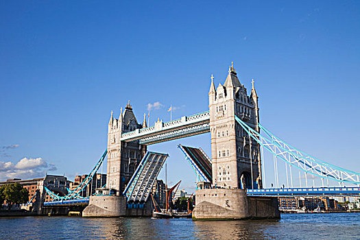 桥,举起,船,塔桥,泰晤士河,伦敦,英格兰