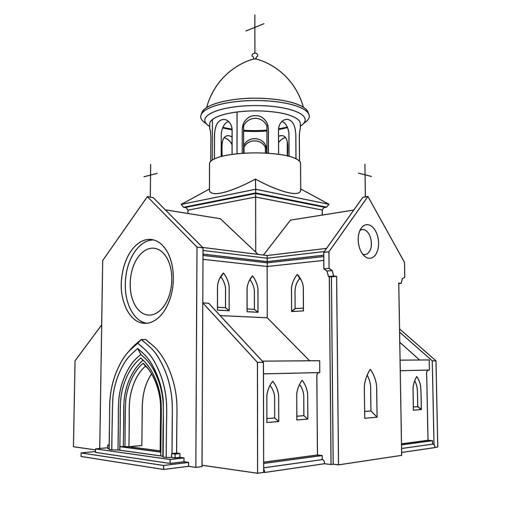 耶稣会教堂手绘图图片