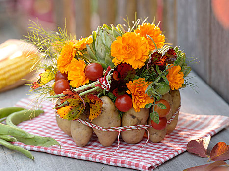 感恩节,花束,蔬菜,土豆,服装