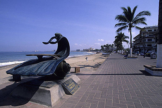 墨西哥,波多黎各,马雷贡,人行道,海滩,雕塑