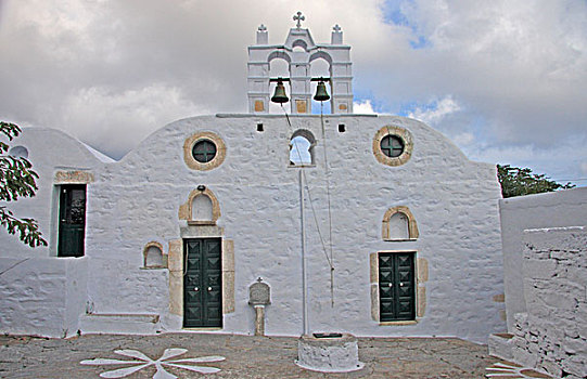 希腊,阿莫尔戈斯岛,希腊正教,传统,钟楼,涂绘,院落,装饰
