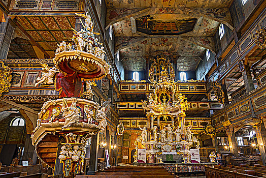 室内,装饰,木质,教堂,平和,世界遗产,文化遗产,波兰