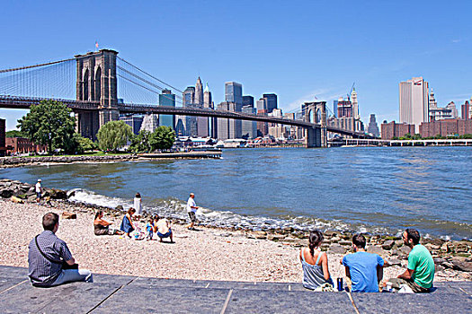 布鲁克林,桥,天际线,曼哈顿,纽约,美国