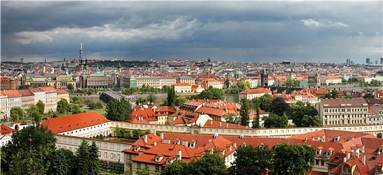 全景,俯视,天际线,风景,布拉格,捷克共和国