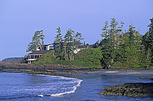 海滩,旅店,格里夸湾,温哥华岛,不列颠哥伦比亚省,加拿大