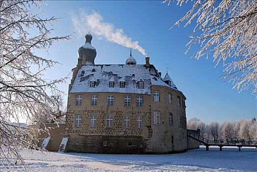 城堡,冬天,地区,明斯特地区,北莱茵威斯特伐利亚,德国,欧洲