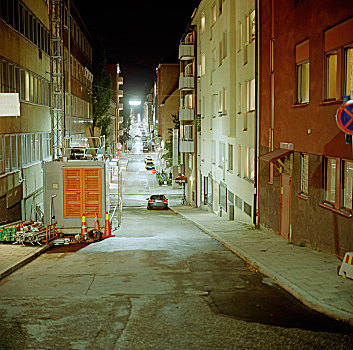 夜晚,街道,斯德哥尔摩