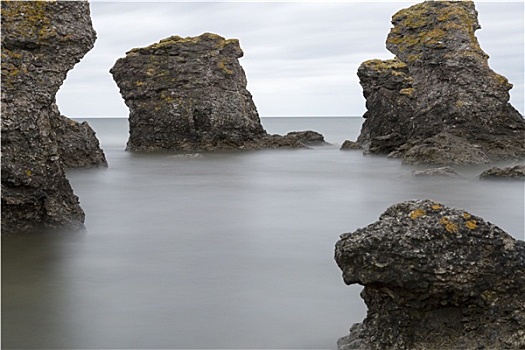 海蚀柱,海洋,哥特兰岛,瑞典