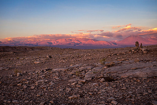 日落,佩特罗,阿塔卡马沙漠,智利