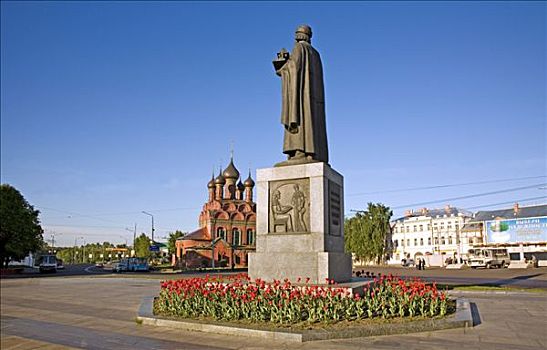 雕塑,背景,教堂,雅罗斯拉夫尔,俄罗斯