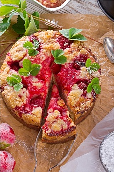 草莓,脱脂奶,蛋糕,开心果