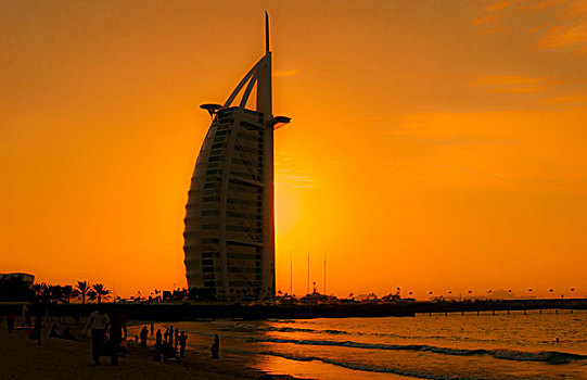 日落,帆船酒店,只有,酒店,迪拜,阿联酋