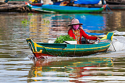 女人,购买,家,船,柬埔寨