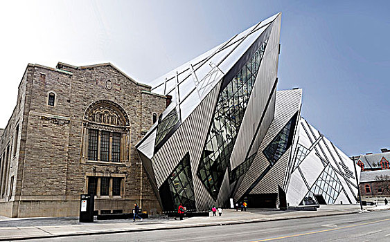 皇家,安大略省,博物馆,水晶,现代,增加,高科技,风格,玻璃,铝,多伦多,加拿大,2007年
