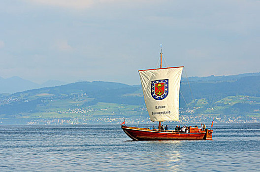 历史,货物,帆船,康士坦茨湖,巴登符腾堡,德国,欧洲