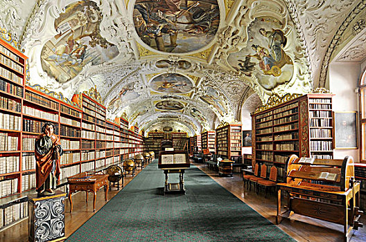 老,书本,图书馆,神学,寺院,城堡区,布拉格,捷克共和国,欧洲