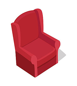 红色,扶手椅,矢量,凸起,舒适,家具,插画,广告,象征,标识,游戏,环境,设计,隔绝,白色背景,背景