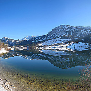风景,湖,晴天,冬天,地区,施蒂里亚,奥地利