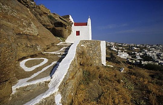 小,小教堂,正面,米克诺斯岛,城市,希腊,欧洲