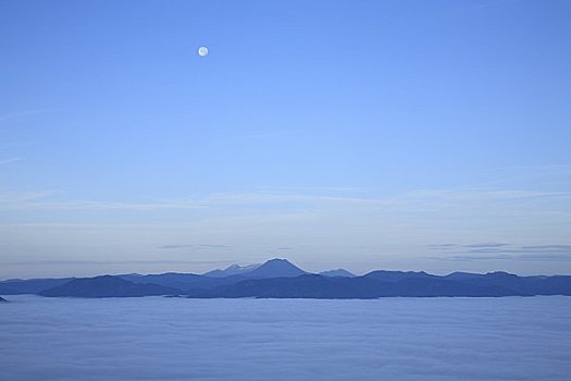 山,月亮,阿寒国家公园,湖