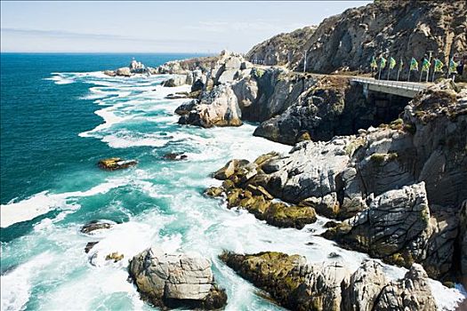 岩石海岸,太平洋,智利