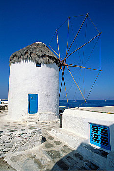 风车,米克诺斯岛,岛屿,希腊