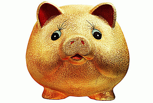 金色小猪状的储钱罐