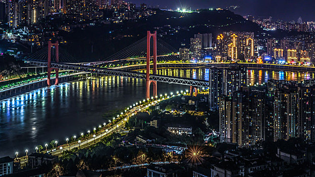 重庆红岩村嘉陵江大桥夜景