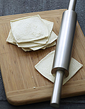 切片,白色,三明治面包,擀面杖
