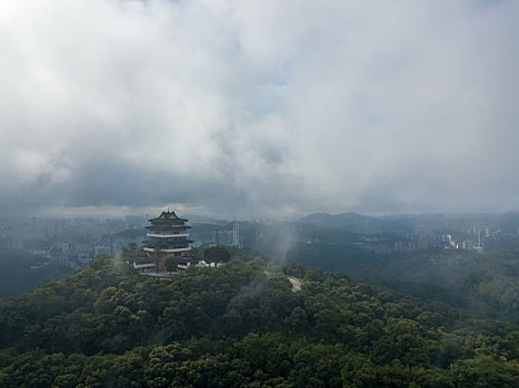 广东惠州高榜山挂榜阁云海航拍风光