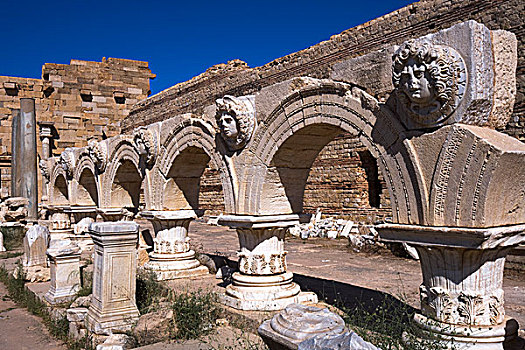 拱廊,古建筑,古罗马广场,莱普蒂斯马格纳,利比亚