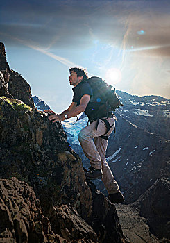 成年,雄性,攀登,向上,瓦莱,瑞士