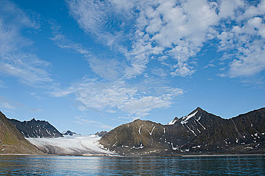 挪威,斯瓦尔巴群岛,斯匹次卑尔根岛,漂亮,崎岖,冰河,风景