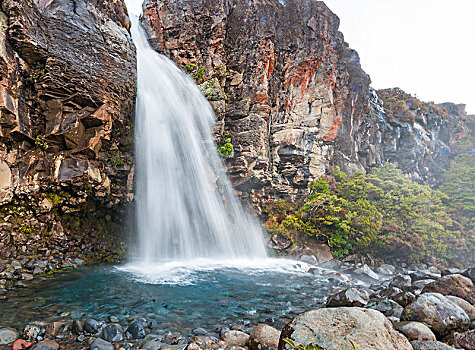 塔拉纳基,瀑布,东加里罗国家公园,北岛,新西兰,大洋洲