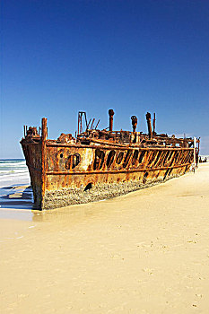 残骸,70多岁,五个,英里,海滩,弗雷泽岛,昆士兰,澳大利亚