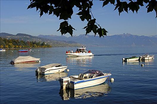 救生员,船,日内瓦湖,靠近,洛桑,瑞士