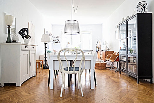 餐桌,旧式,家具,镶木地板