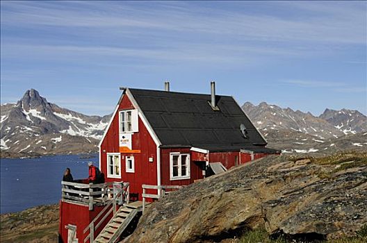 红色,房子,跋涉,旅游,操作,东方,格陵兰