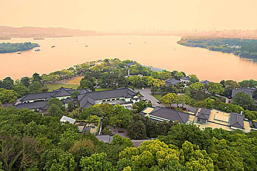 杭州西湖俯视图