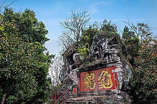 四川安岳县圆觉洞石刻景区,龟鹤,二个字为末唐高陵李时家墨迹